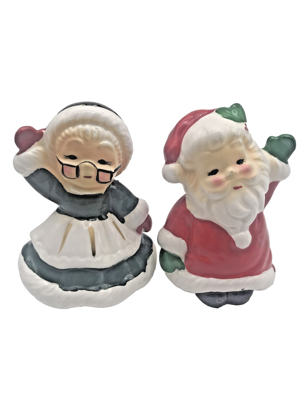 Vintage Josef Originals Santa & Mrs Claus Salt And Pepper Shakers Christmas Set